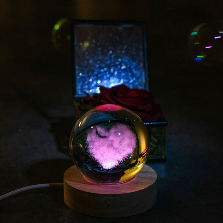 Lampe en Verre Coeur avec Gravure 3D | COSMIC™ - petites-veilleuses - -