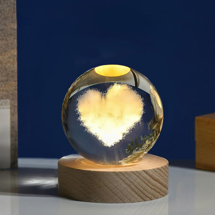 Lampe en Verre Coeur avec Gravure 3D | COSMIC™ - petites-veilleuses - -