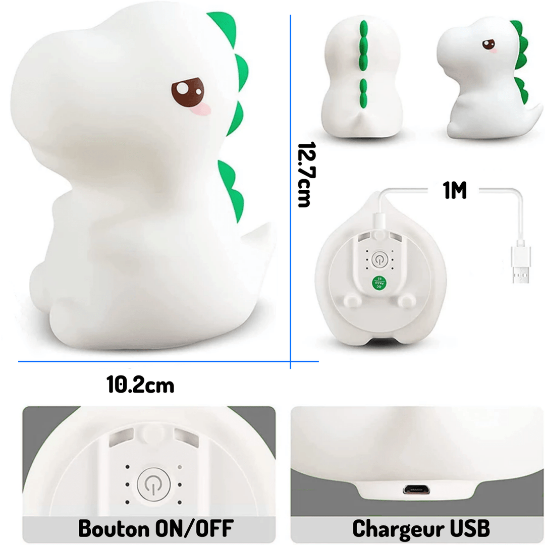 Veilleuse Dinosaure Mignon pour Enfant | MORPHY™ - petites-veilleuses - Blanc (7 couleurs)