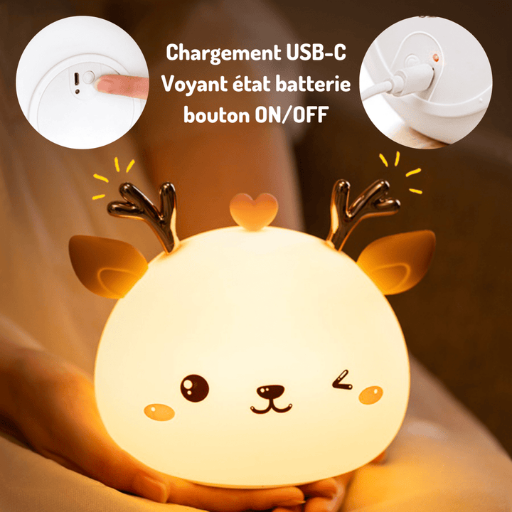 Veilleuse LED Cerf 7 couleurs pour Enfant | MORPHY™ - petites-veilleuses - Tactile